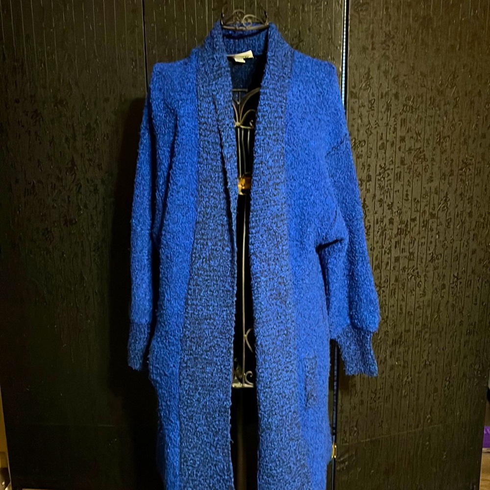 Blue sweater wrap